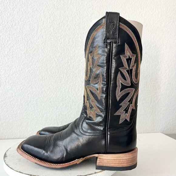 Rod Patrick Mens Cowboy Boots 8.5EE Black Leather Cowboy Square Toe Western EUC - Picture 5 of 14